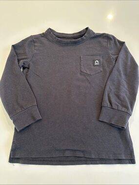 Rags Essentials Kids Black Long Sleeve Pocket Tee Shirt Cotton Modal Blend 2T